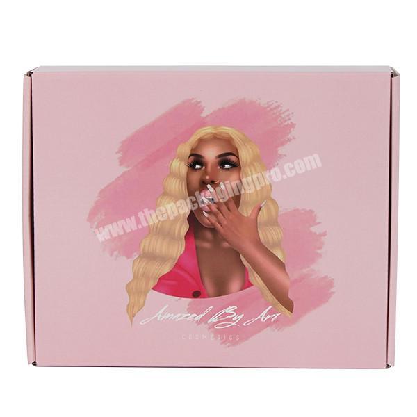 Yongjin wholesale pink black rigid paper packaging hair extensions gift box