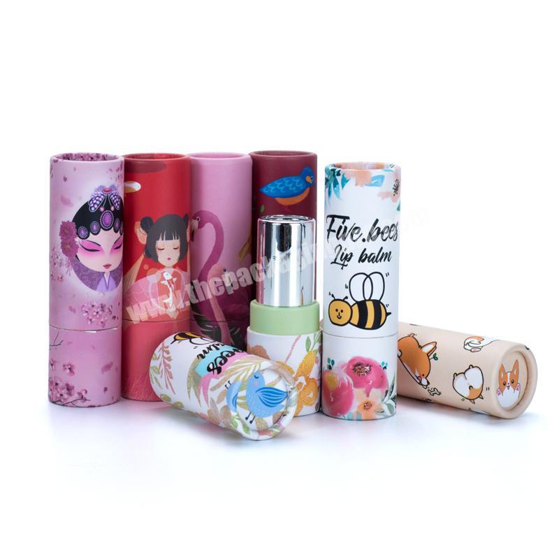 biodegradable push up lip balm cute paper lipstick tube packaging