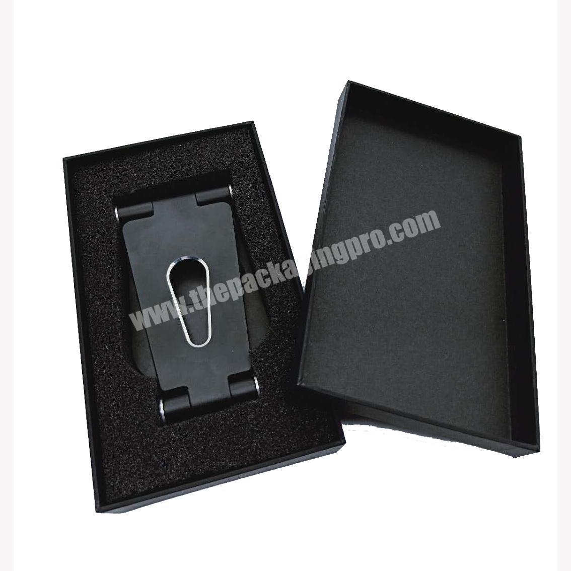 Custom black rigid paper gift high quality factory box with lid