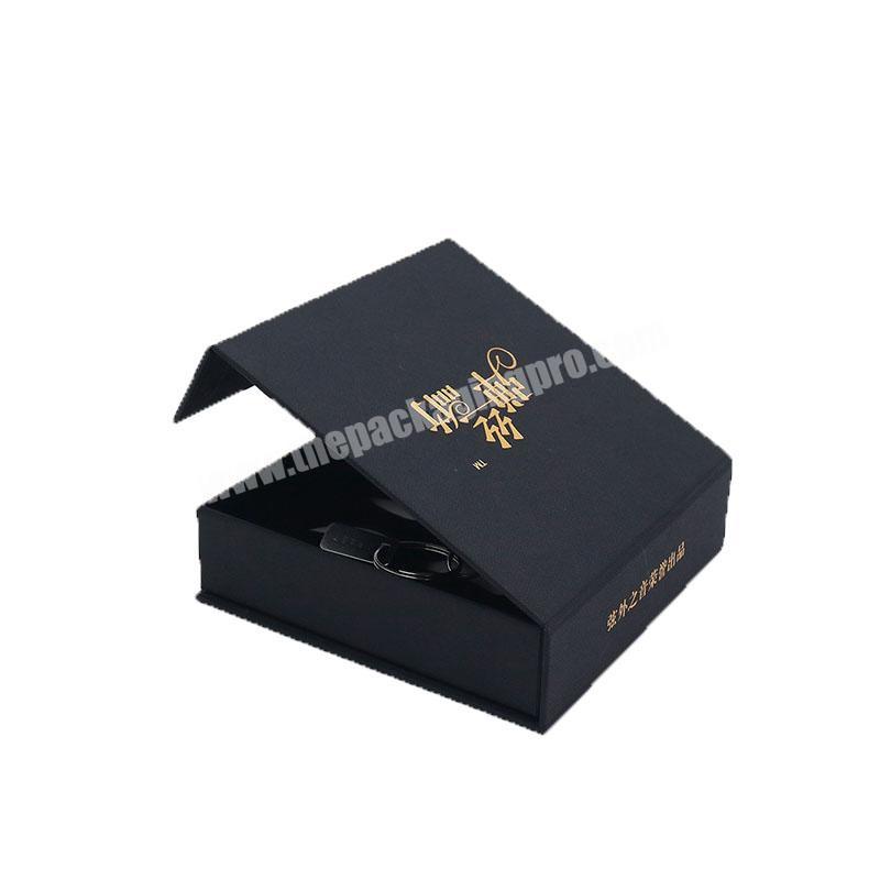 custom black fancy paper magnetic packaging gift box with foil hot stamp