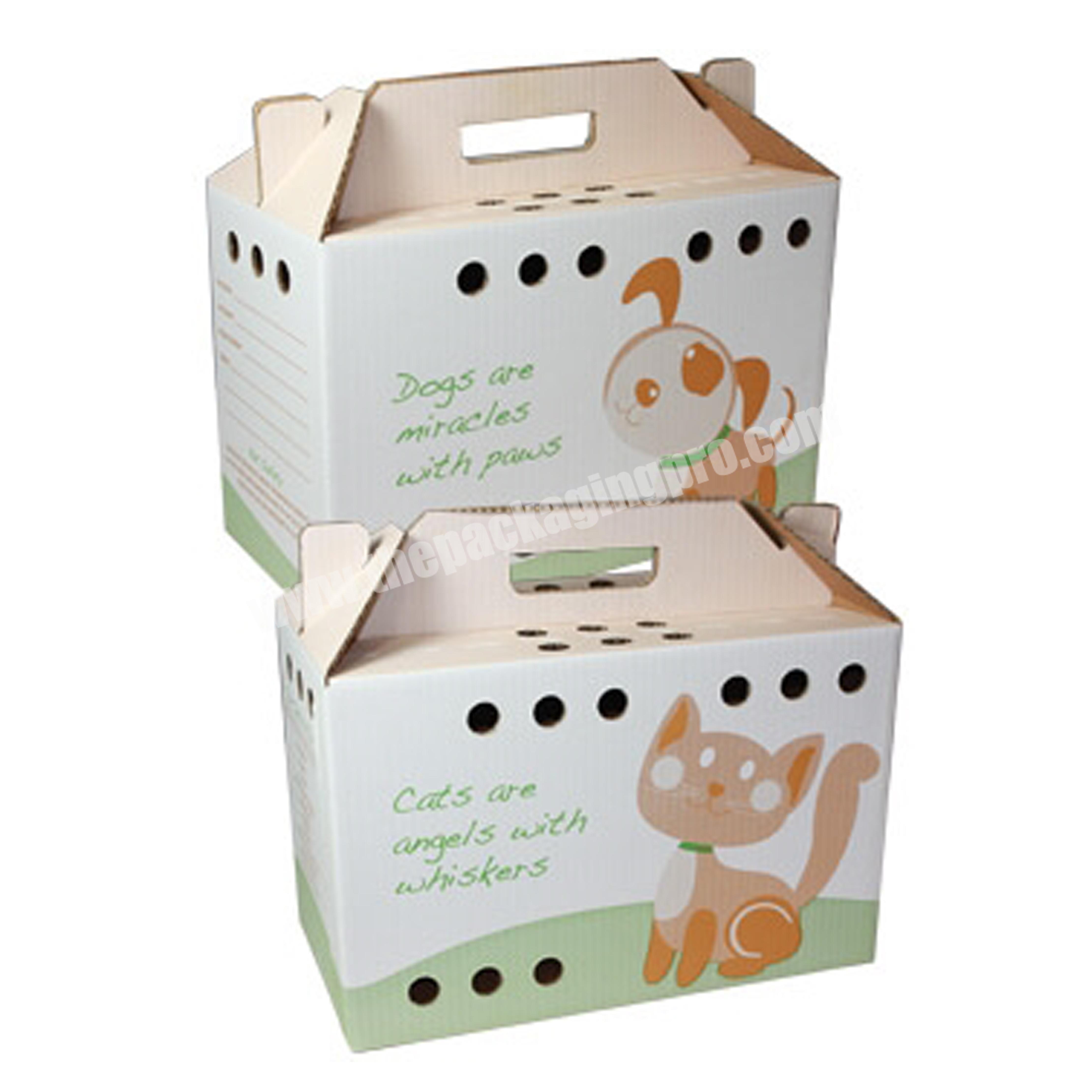 custom corrugated board cat dog pet carry box with handle