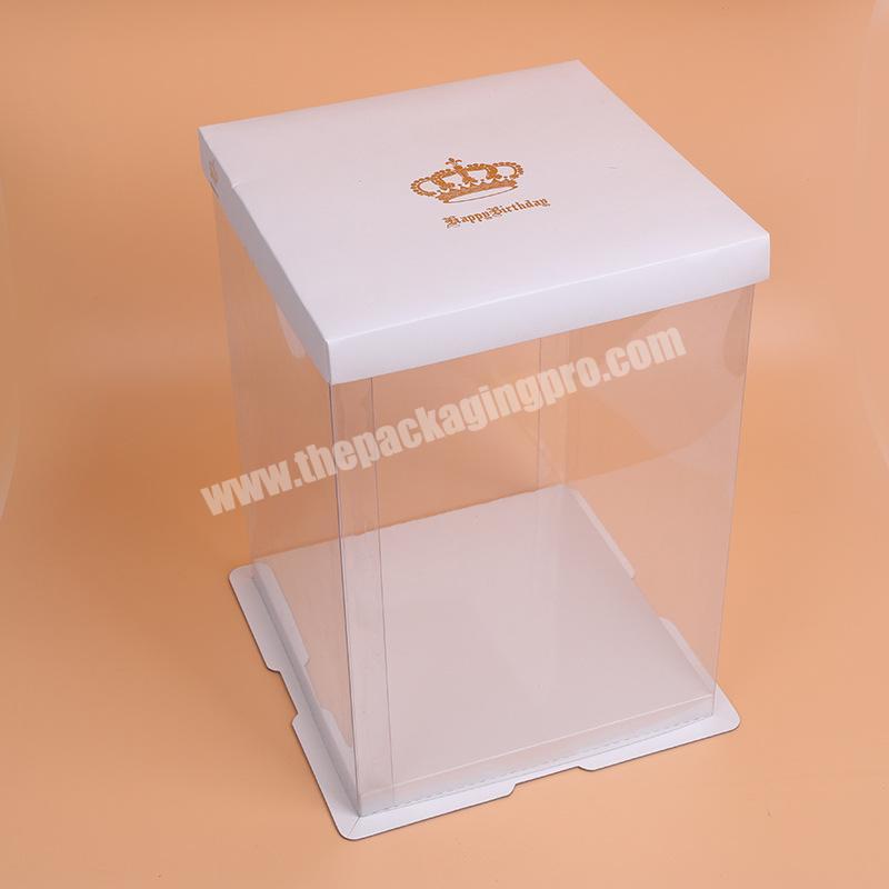 custom fancy paper PVC clear cake box with your logo