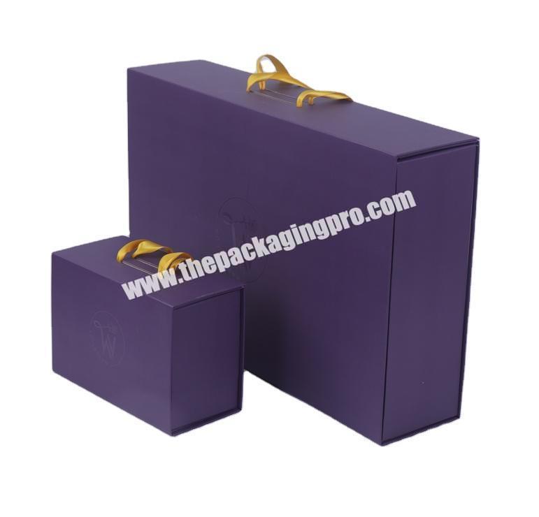 Factory Magnetic Purple Boxes Custom Logo Apparel Folding Packaging Wig Hair Extensions Box Beauty Gift For Luxury Product Boxes