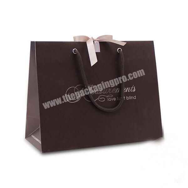 custom logo brown luxury paper business meeting gift bags with ribbon closure