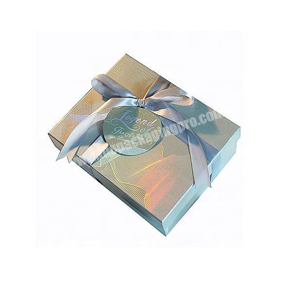 custom logo kexin two pieces holographic foil paperboard rigid gift packaging box