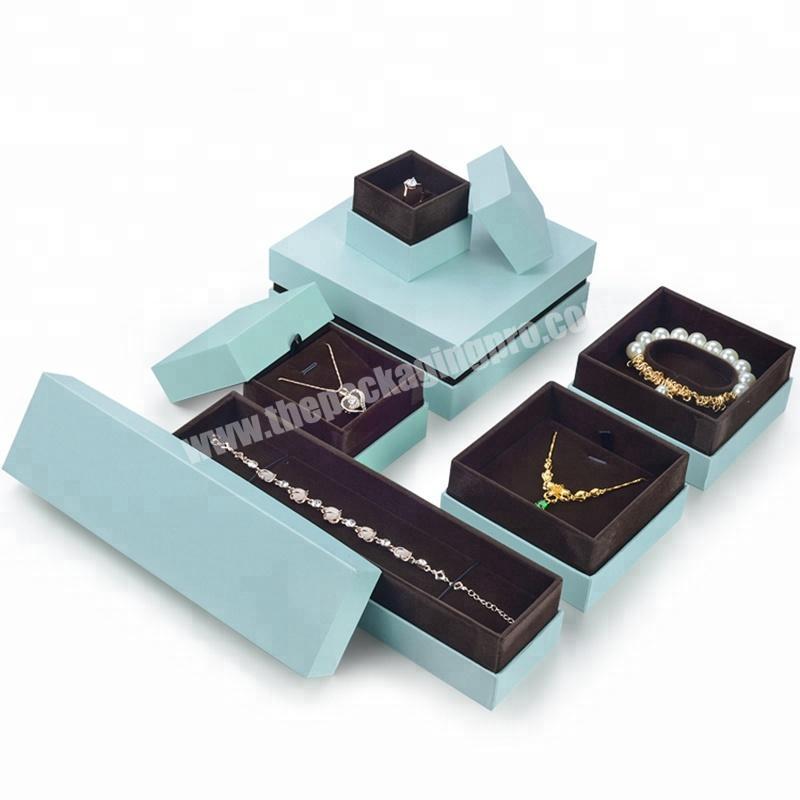 custom logo paperboard large necklace packaging box with three metal clips