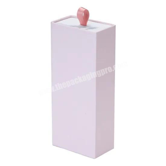 Wholesale custom logo rectangle rigid pink slide out drawer electronic gift packaging box