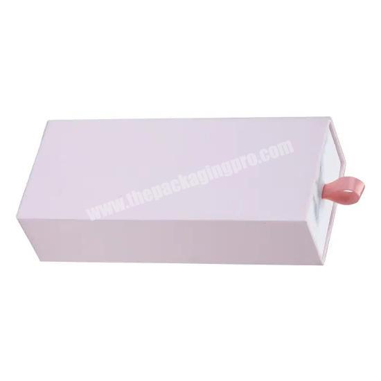 Manufacturer custom logo rectangle rigid pink slide out drawer electronic gift packaging box