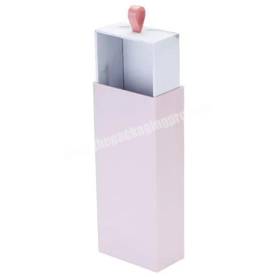 Factory custom logo rectangle rigid pink slide out drawer electronic gift packaging box