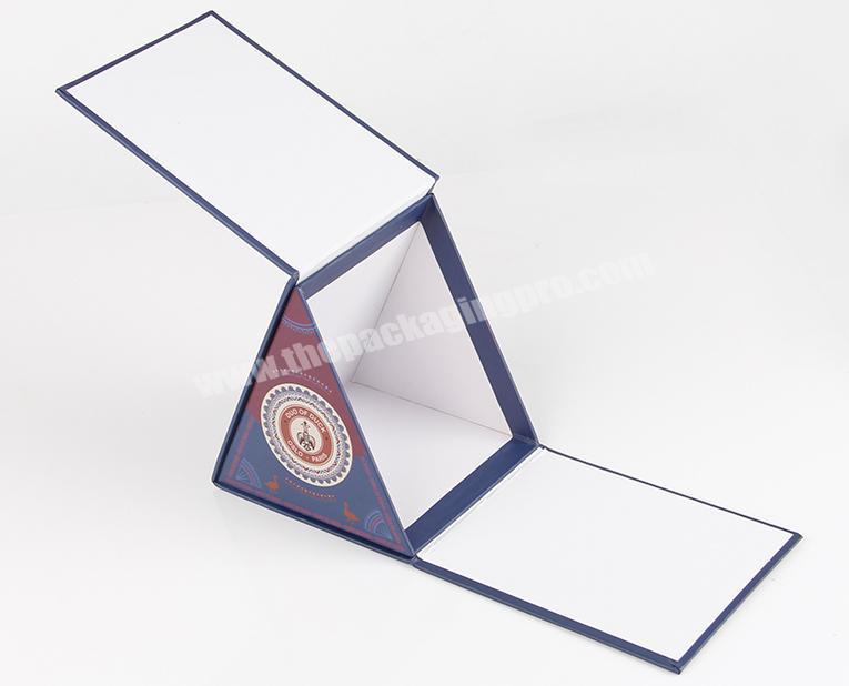 custom printed creative foldable packaging box magnetic triangle shape gift box