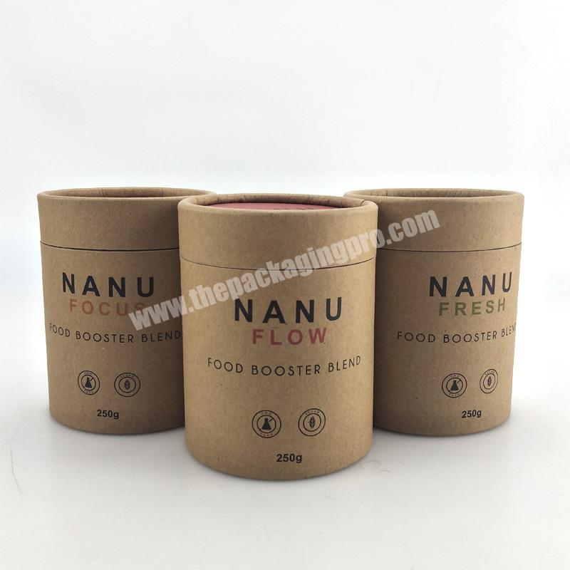 custom tea paper packaging tube cardboard round packaging boxes for tea
