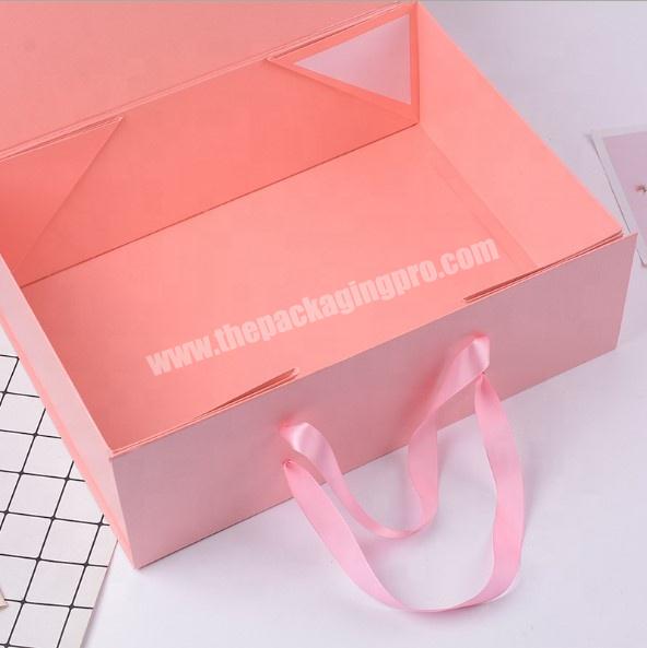 custom wholesale cute colored ribbon paper clothes shoes makeup box hand paper packaging
