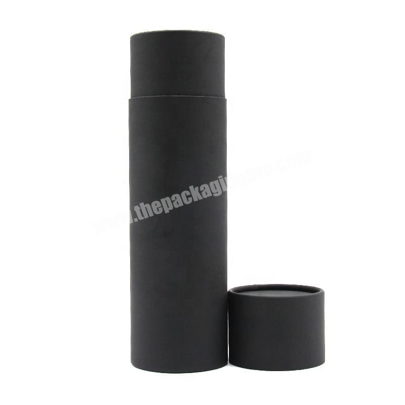 customized  black luxury cylinder t shirt packaging tube paper tube package