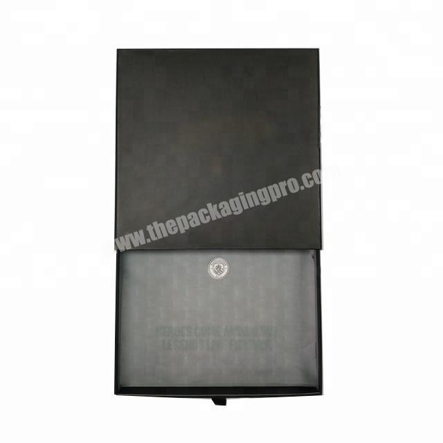 customized matte black sports paper sweater dress packaging slide out drawer men gift box