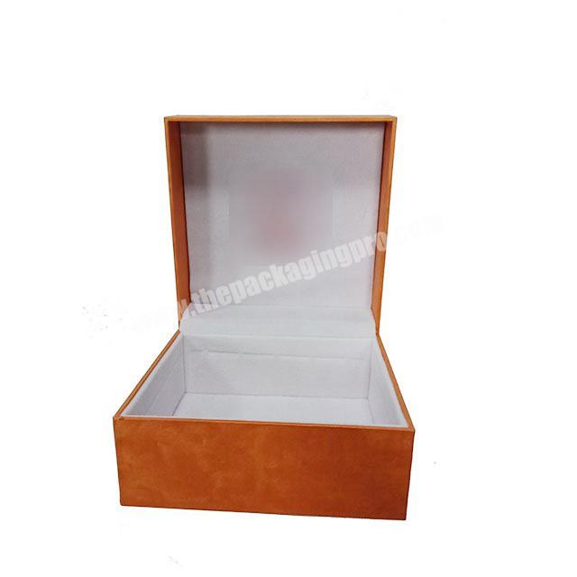 customized orange leather cube watch jewellery plastic packaging box