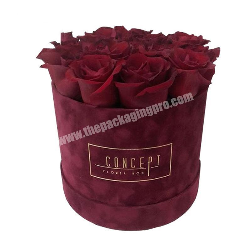 customized red velvet round romantic flower rose luxury box gift