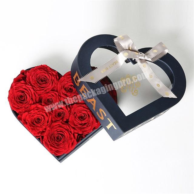 factory custom luxury heart shape wedding flower box with window