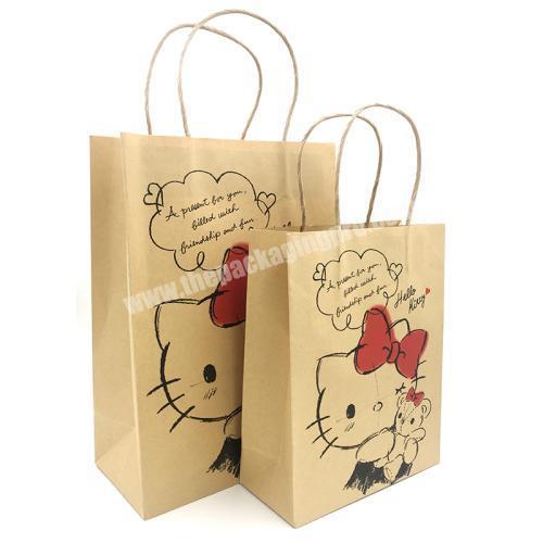 factory customized printed recyclable brown kraft gift bag with twisted handle