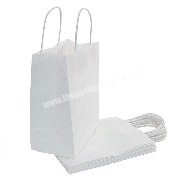 factory wholesale custom Logo printed packaging white kraft paper bag with twisted handles