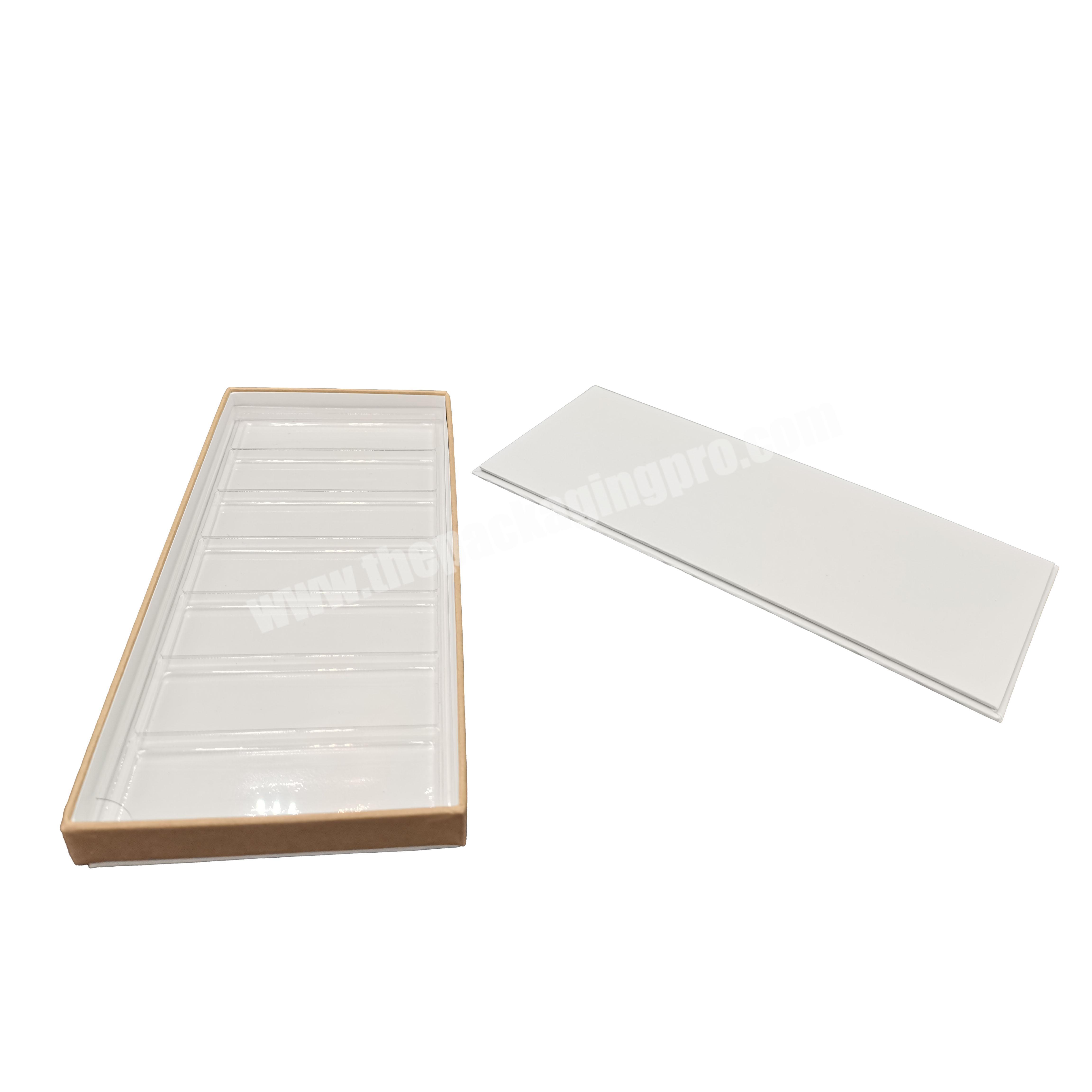 fancy OEM white kraft two pieces debossing uncoated paper chocolate box with blister tray