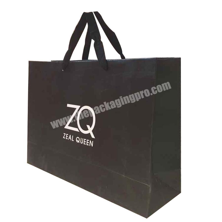 high quality black printed shopping bags, custom large clothes carrier bags