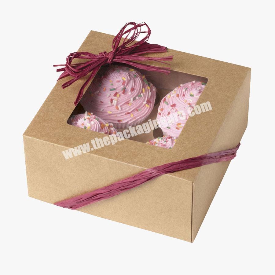 high quality recycled strawberry cream cupcake packing 4 counts box with clear window