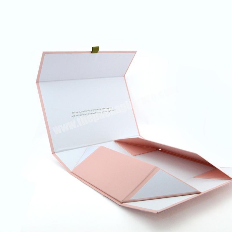 hot stamping  magnet book-shaped cardboard packaging  hardcover  foldable gift box with ribbon custom