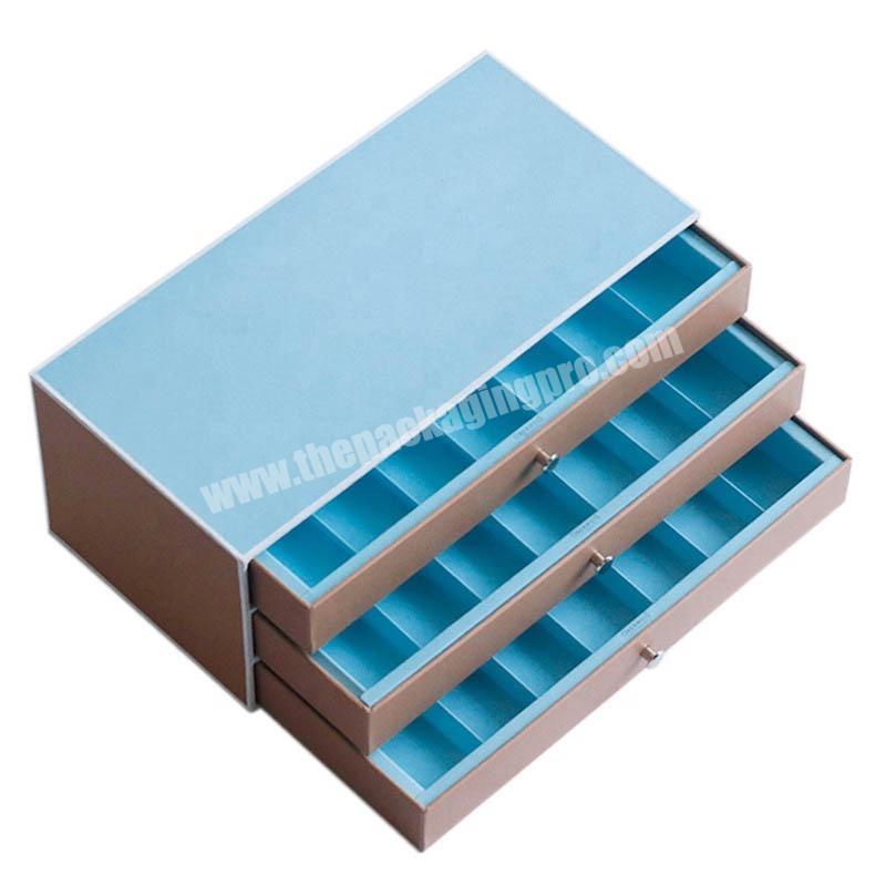 kexin custom color empty box  for gift chocolates drawer box with three layers paperboard box cajas decorativas de c