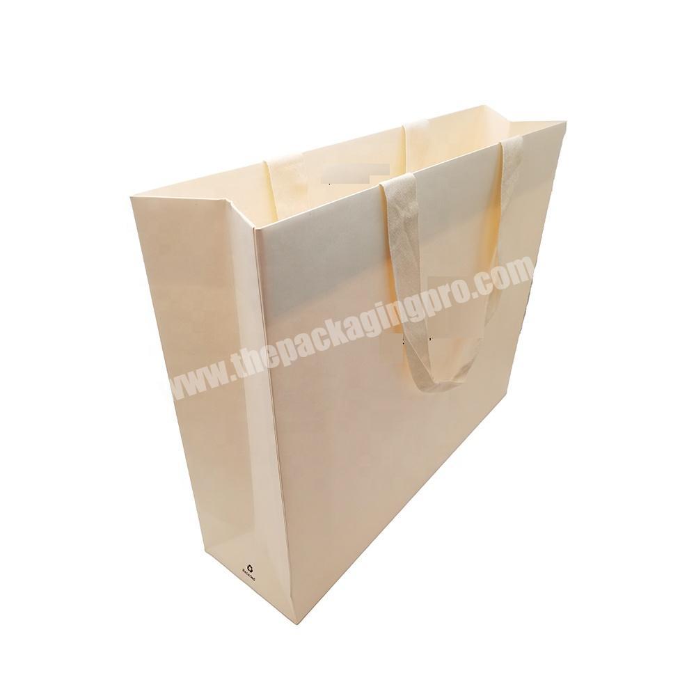 large hotsale cream apparel packing shopping gift bag with cotton handle