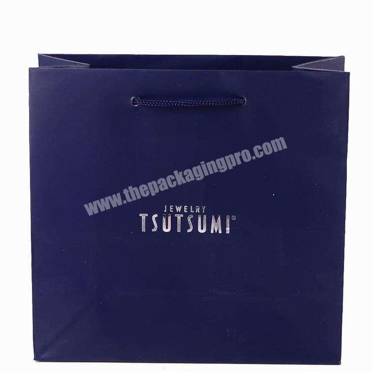 luxury custom paper logo silver foil hot stamped shopping bag with handles