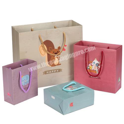 manufacturer wholesale custom cardboard cute logo printed paper shopping bags with rope handles