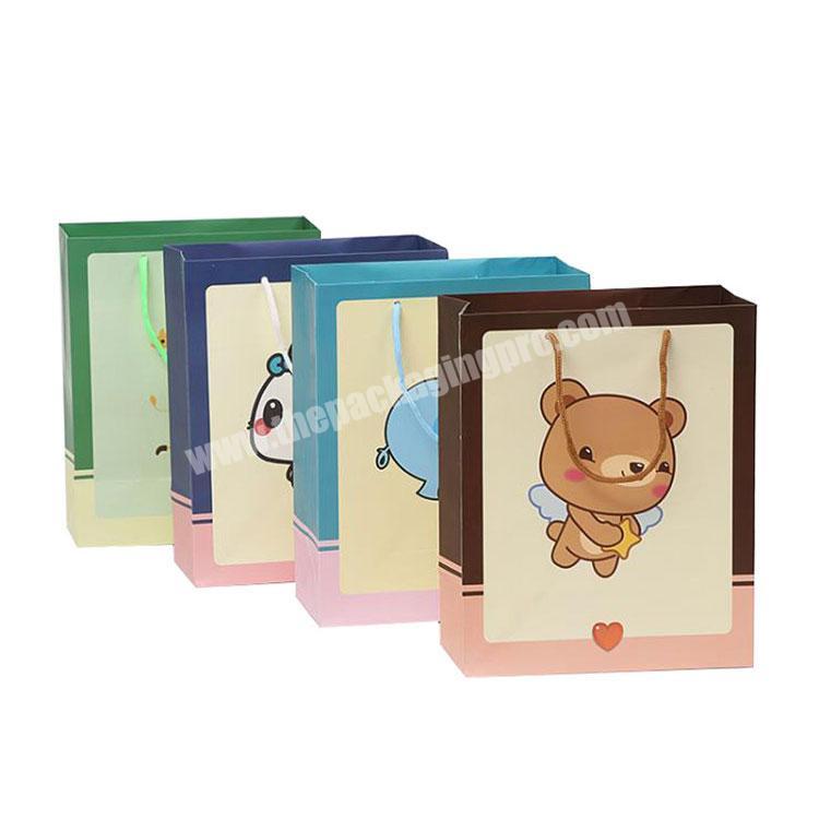oem logo special lovely cartoon animals gift boutique paper bags