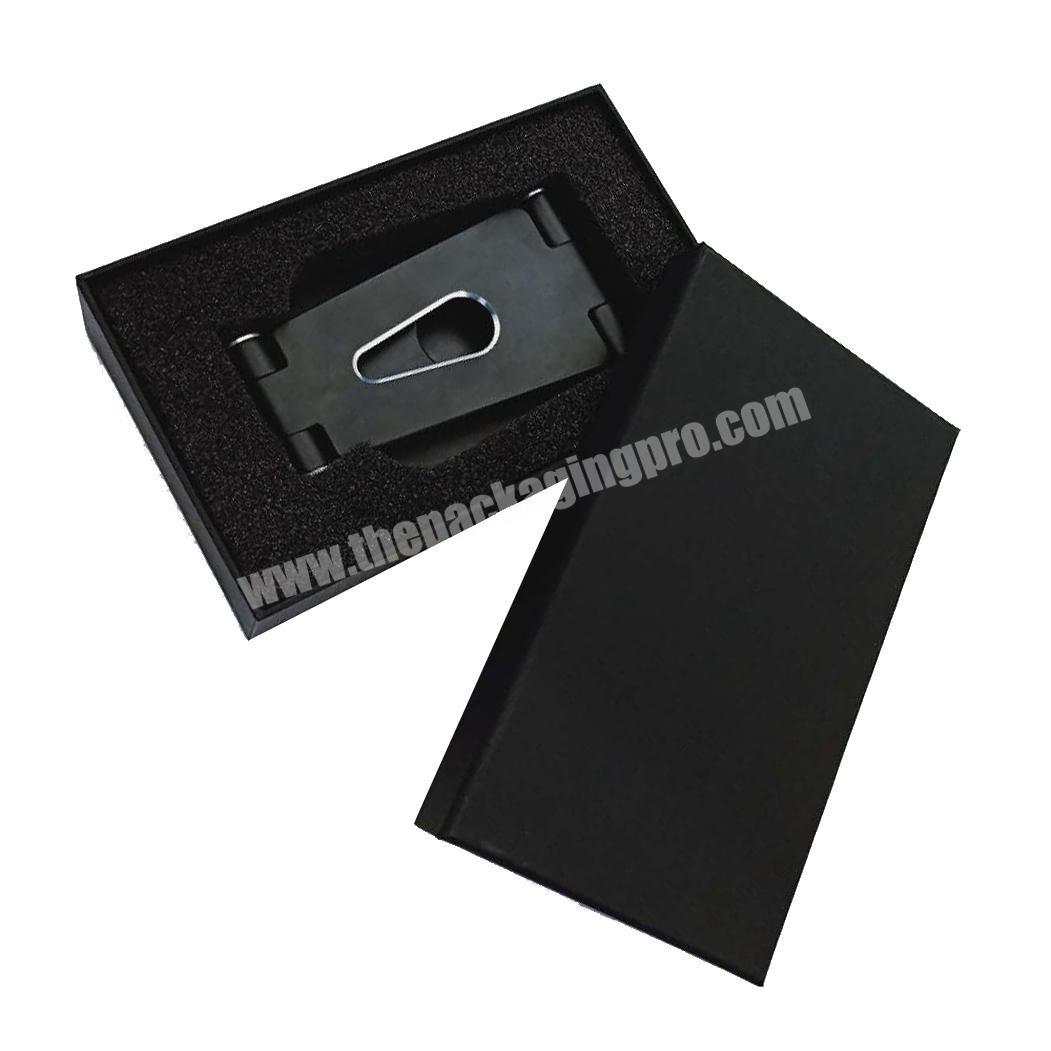 packing two pieces lid off paper black rigid gift box