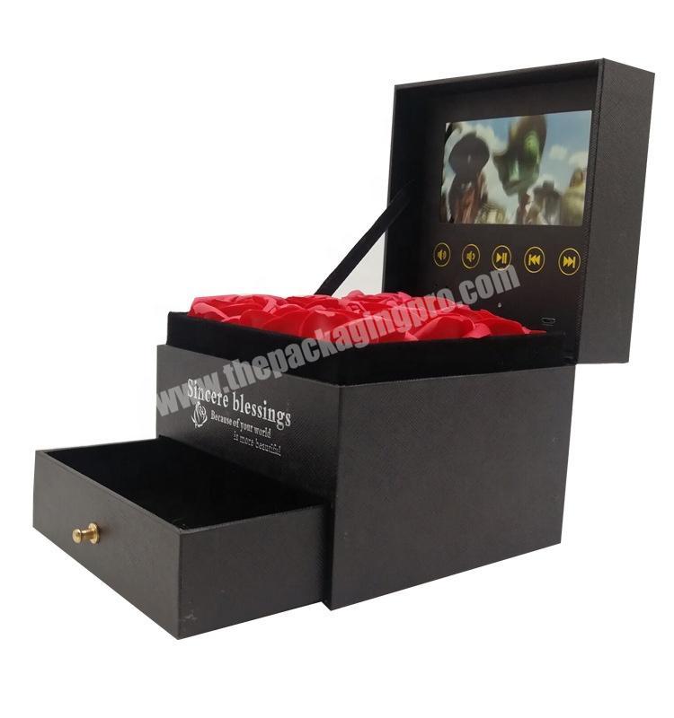 stock luxury rose video box with video gift box 2 layer video flower box