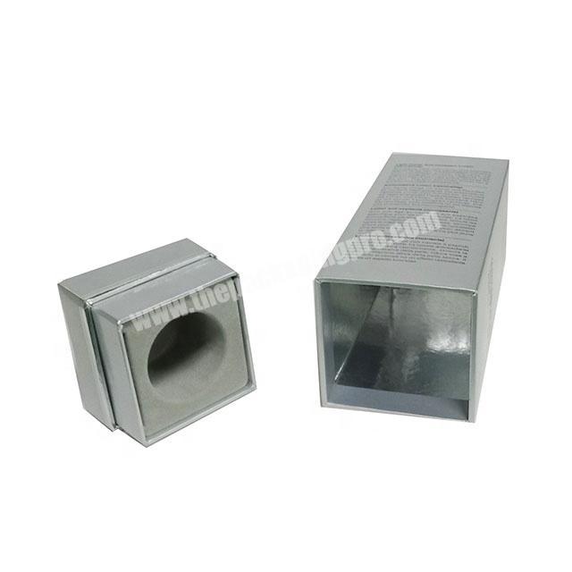 two pieces cardboard lift off handmade silver foil paper lipstick packaging rigid box for vials bottles with printing