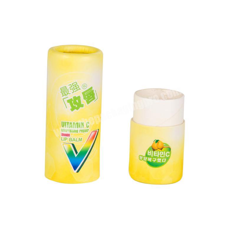 waterproof recycled cylinder shape packaging paper yellow lipstick tube