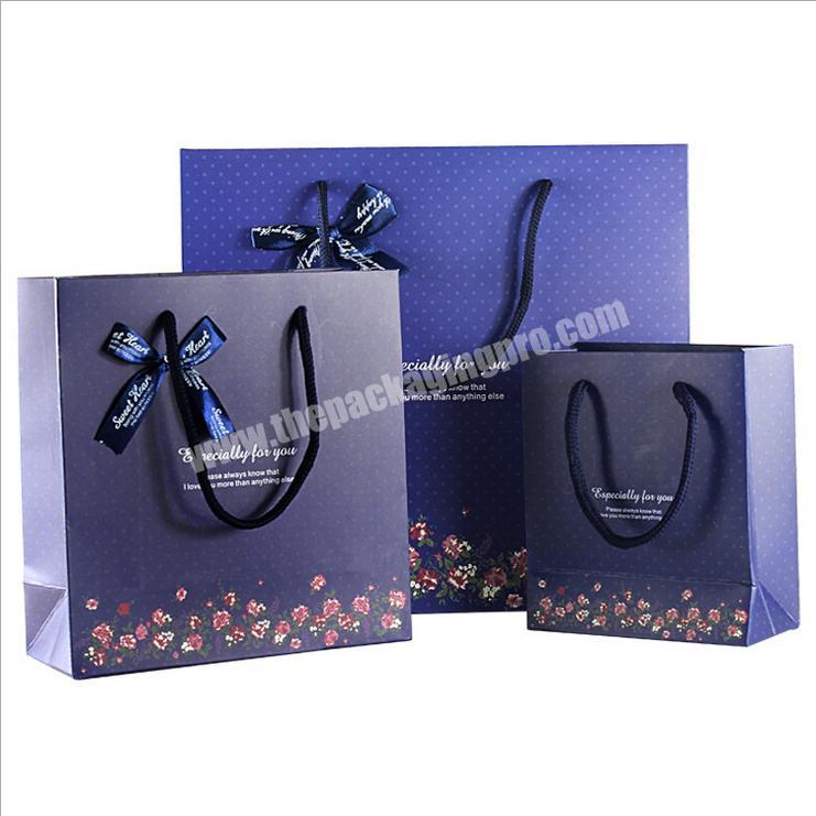 wholesale cheap custom printed logo purple luxury fancy christmas wine clothes paper packaging shopping gift bag with handle