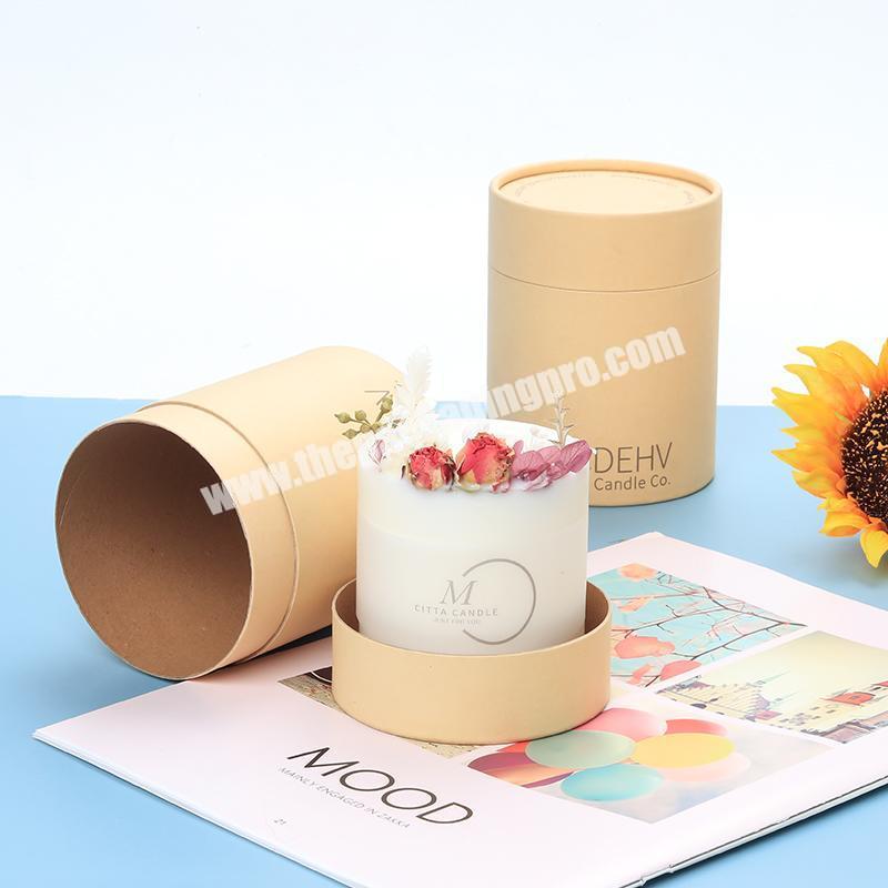 wholesale luxury candle bottle package art paper CMYK logo printing paperboard cylinder gift box round  candle mold tube