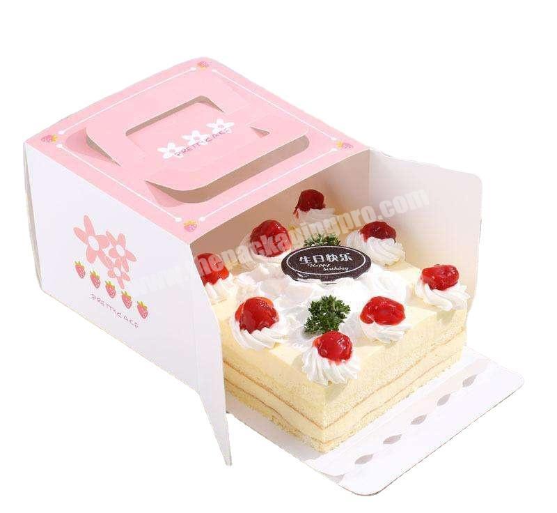 wholesale printed custom fancy cake box with paper handle