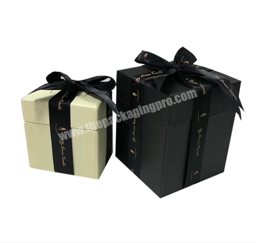 wholesale recycled high-end rigid lid and base scented black cosmetic candle gift packing box