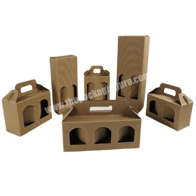 wholesales recycled brown wave paper box jars wine bottle packaging cans box