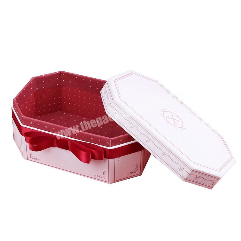 2019 vogue customized red octagonal cardboard Precious objects paper gift packaging box for wedding