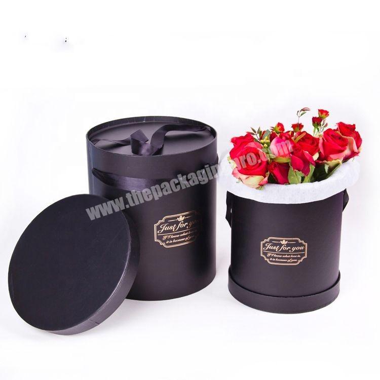 2020 Custom handmade luxury round cardboard cylinder containers gift packaging artificial proposal flowers box
