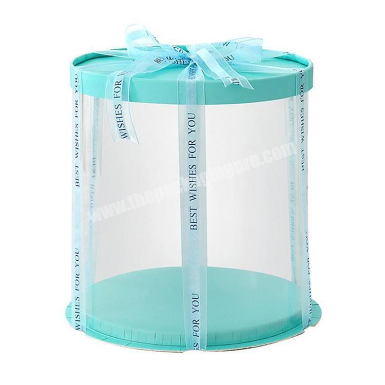 2020 customized new round cake box clear packaging with lids