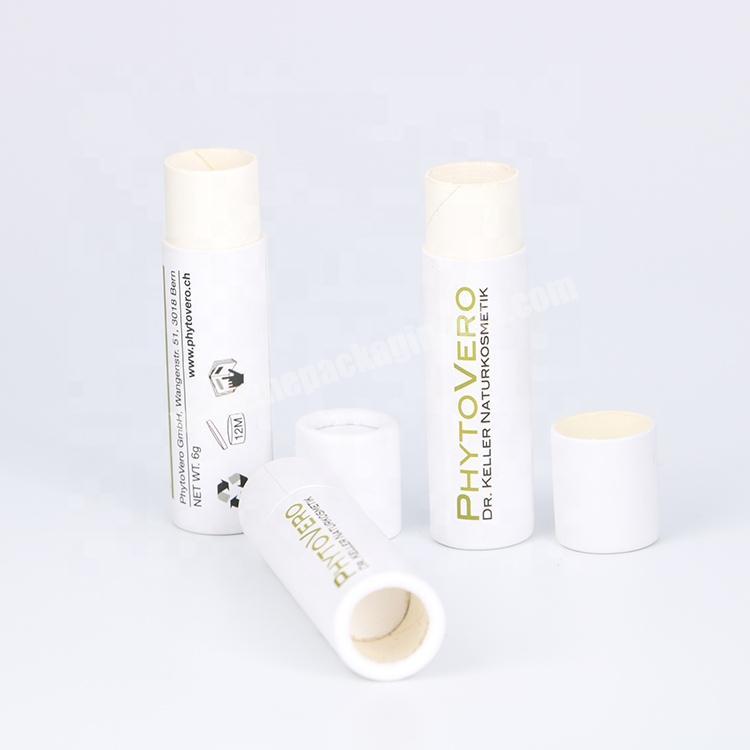 2021 White print kraft biodegradable incense paper tubes round for cosmetic lip balm gloss packaging