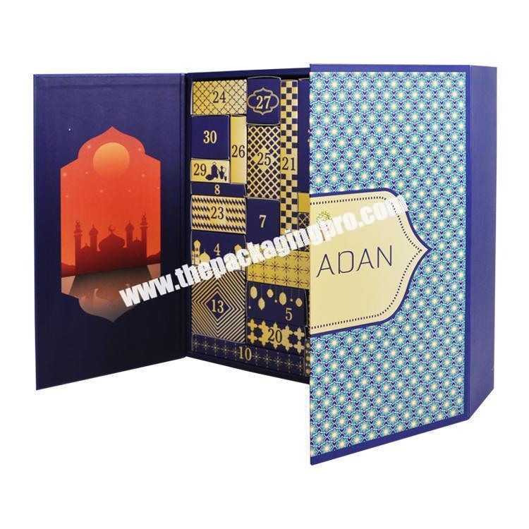 Custom Printed Packaging Chocolate Gift Box Christmas Ramadan Eid Countdown Advent Calendar with Plastic Tray Embossing Printing
