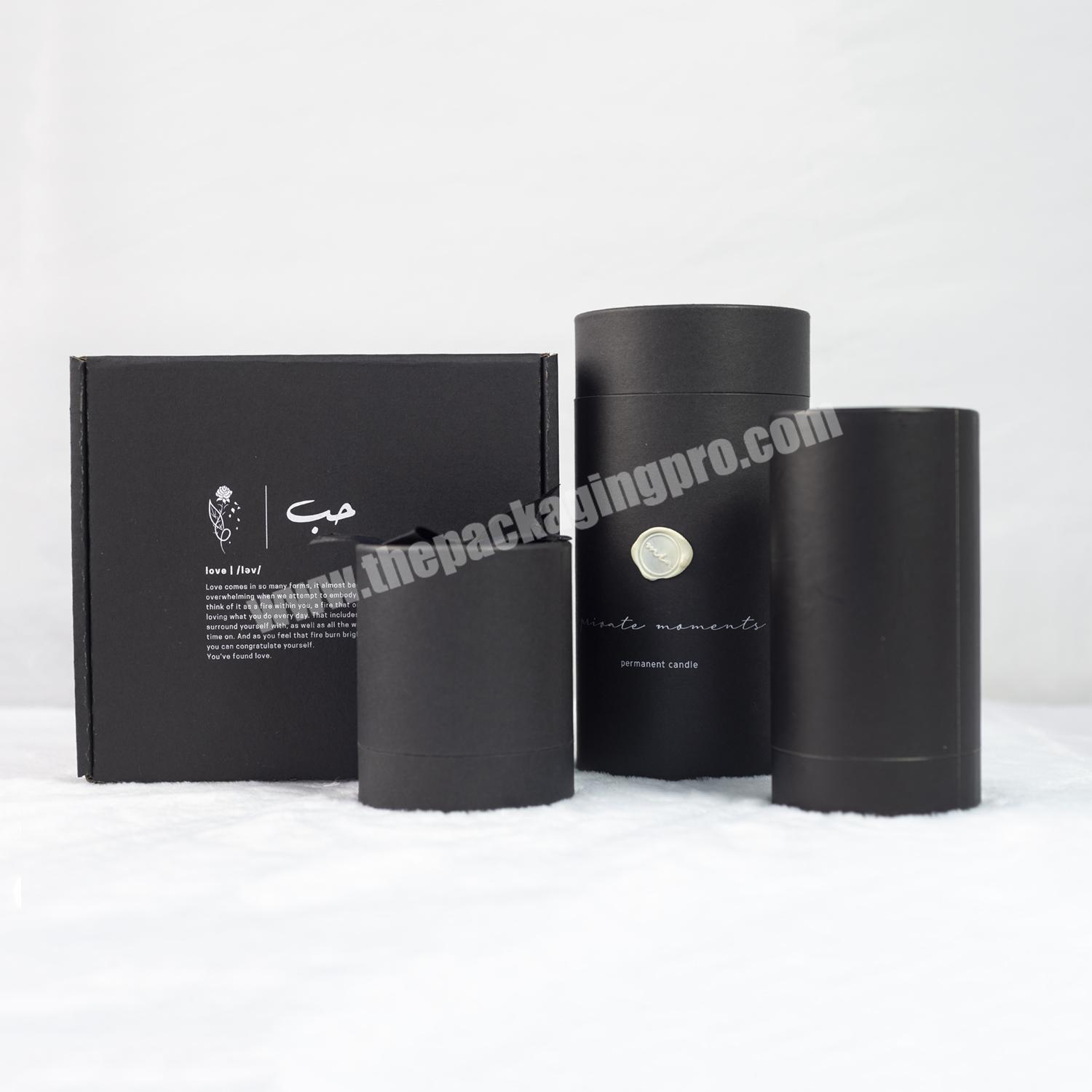 Bespoke Luxury Black printed logo round cylinder caixa de presente cylindrical gift box