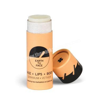 Biodegradable Kraft Paper Lip Balm Deodorant Stick Push Up Round Tube Packaging Boxes Container