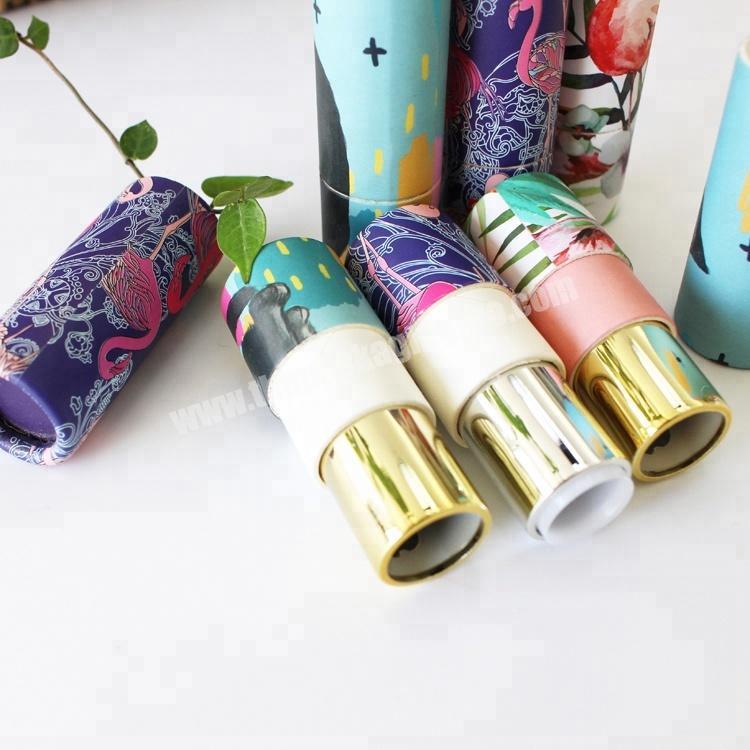 Biodegradable Promotional Eco Empty Custom Printed Kraft Push Up Paper Lipstick Tube Container For Lip Balm Packaging