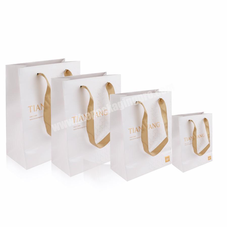 Boite mariage White Paper Gift Handle Shopping Bags with Ribbon packaing bag